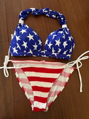VENUS Red & White Striped Bikini Bottoms and top